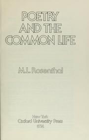 Poetry and the common life /