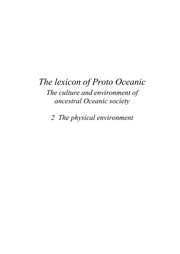 The lexicon of Proto-Oceanic : the culture and environment of ancestral Oceanic society /