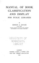 Manual of book classification and display for public libraries