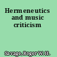 Hermeneutics and music criticism