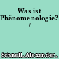 Was ist Phänomenologie? /