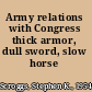 Army relations with Congress thick armor, dull sword, slow horse /