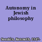 Autonomy in Jewish philosophy