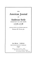 The American journal of Ambrose Serle /