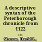 A descriptive syntax of the Peterborough chronicle from 1122 to 1154
