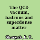 The QCD vacuum, hadrons and superdense matter