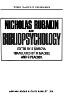 Nicholas Rubakin and bibliopsychology,