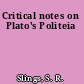 Critical notes on Plato's Politeia