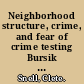 Neighborhood structure, crime, and fear of crime testing Bursik and Grasmick's neighborhood control theory /