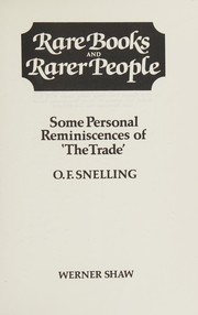 Rare books and rarer people : some personal reminiscences of "the trade" /