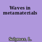 Waves in metamaterials