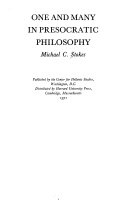 One and many in Presocratic philosophy /