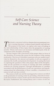 Self-care science, nursing theory, and evidence-based practice /