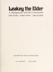 Leakey the elder : a chimpanzee and his community /