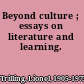 Beyond culture ; essays on literature and learning.