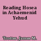 Reading Hosea in Achaemenid Yehud