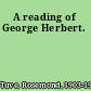 A reading of George Herbert.