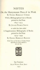 Notes on the Merrymount Press & its work : with views of the press at various periods, specimens of types alluded to, &c., &c., &c. /