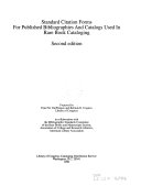 Standard citation forms for published bibliographies and catalogs used in rare book cataloging /