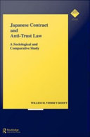 Japanese contract and anti-trust law a sociological and comparative study /