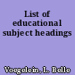 List of educational subject headings