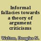 Informal fallacies towards a theory of argument criticisms /