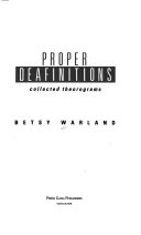 Proper deafinitions : collected theorograms /