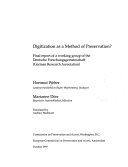 Digitization as a method of preservation? : final report of a working group of the Deutsche Forschungsgemeinschaft (German Research Association) /