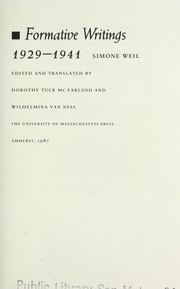 Formative writings, 1929-1941 /