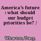 America's future : what should our budget priorities be? /