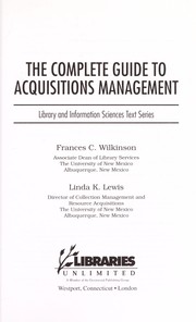 The complete guide to acquisitions management /