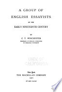 A group of English essayists of the early nineteenth century /