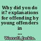 Why did you do it? explanations for offending by young offenders in their own words /