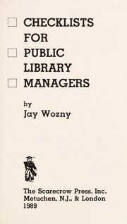 Checklists for public library managers /