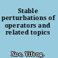 Stable perturbations of operators and related topics