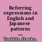 Referring expressions in English and Japanese patterns of use in dialogue processing /