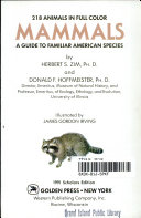 Mammals ; a guide to familiar American species /