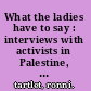 What the ladies have to say : interviews with activists in Palestine, Indonesia and the Philippines /